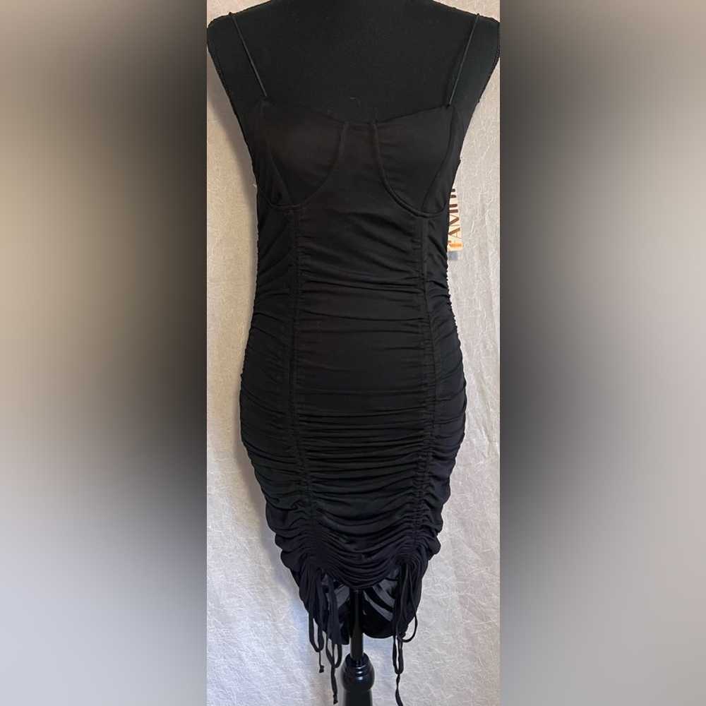Black bodycon Ruched Dress NWT